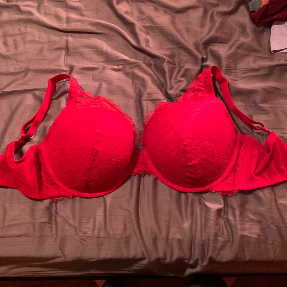 NWOT Auden Bra 40DDD Red eyelash lace